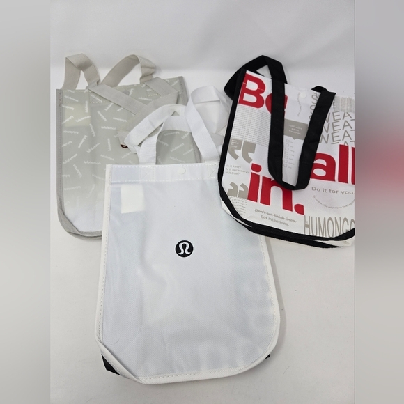 LULULEMON PREOWNED SHOPPING BAG BUNDLE OF 10 SMALL REUSABLE BAGS RED WHITE BLACK - Picture 7 of 12